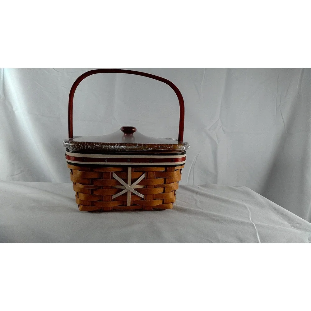 Longaberger 2009 Holiday Helper Basket Set - B, L, P & Lid‎ w/ extra knob - NEW